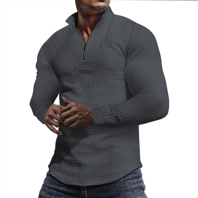Herren Waffelstrick-Langarmshirt mit kurzem Reißverschluss Nord Taschen