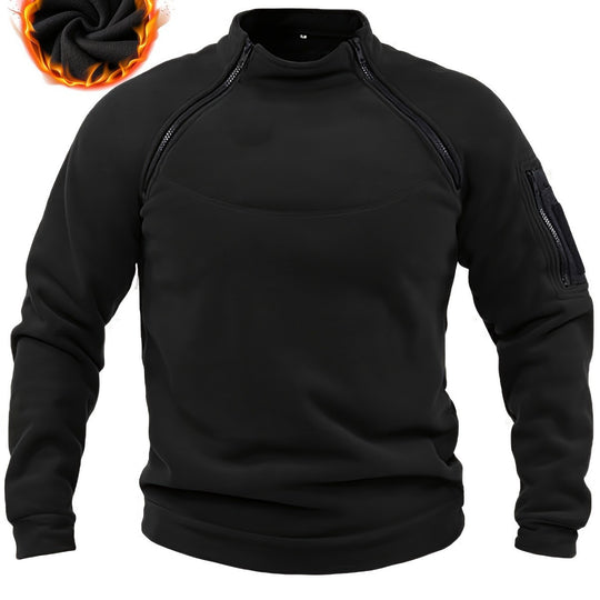 Herren Thermo-Fleecepullover mit Schulterreißverschlüssen, Stehkragen & Ärmel‑Utilitytasche Nord Taschen