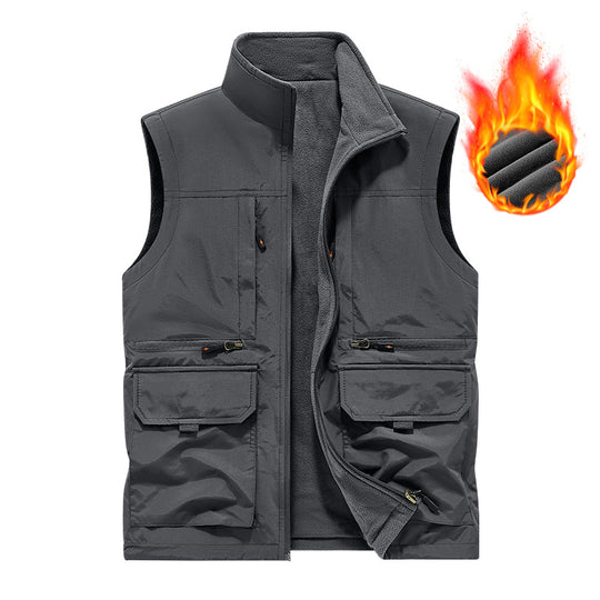Herren Gefütterte Utility‑Weste mit wärmendem Fleece‑Innenfutter, winddicht & Multifach‑Taschen Nord Taschen