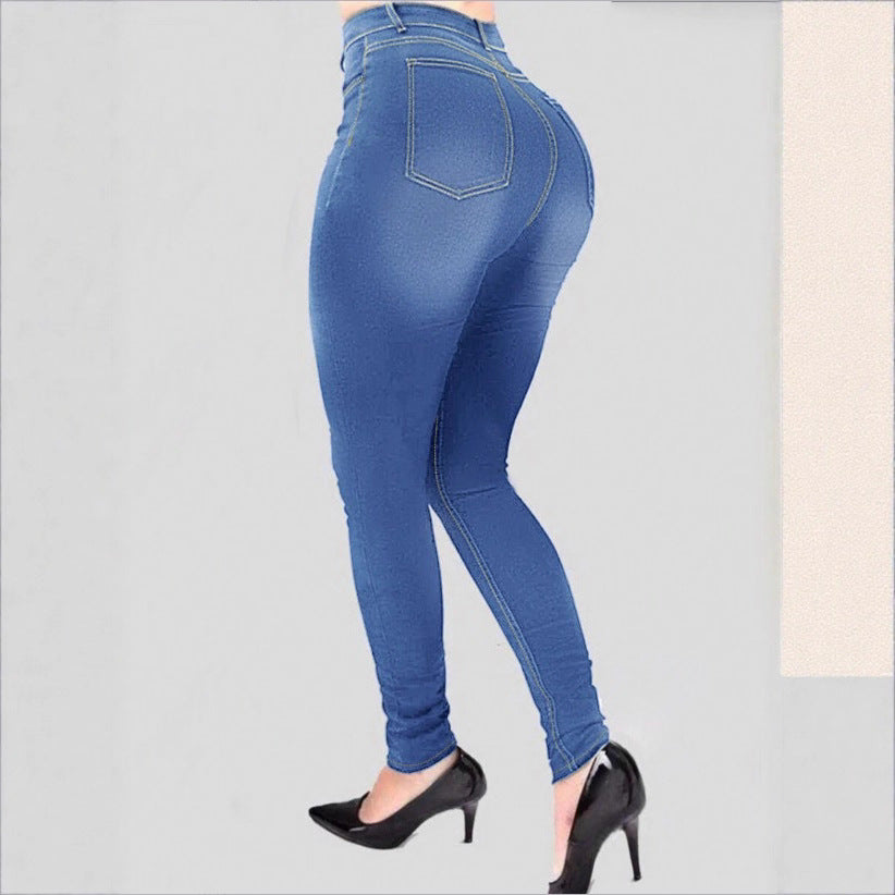 Damen Hochgeschnittene Sculpting-Jeggings im Denim-Look mit Push-up-Effekt Nord Taschen