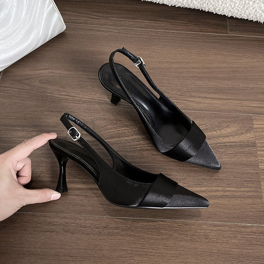 Damen Sling-Pumps mit eleganter Satin-Oberfläche und raffinierter Absatzhöhe