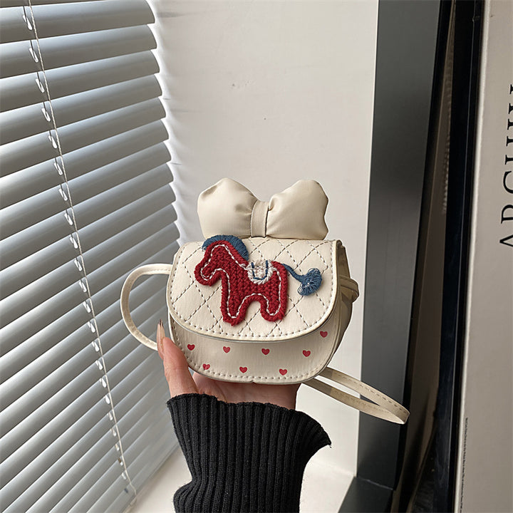 Damen Mini-Umhängetasche mit verspieltem Pferde-Motiv und Schleifenakzent Nord Taschen