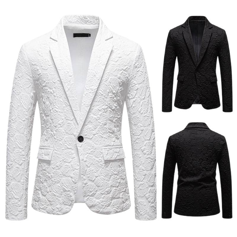 Herren strukturiertes Business-Sakko mit floraler Jacquardstruktur und Slim-Fit Nord Taschen