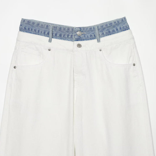 Damen High‑Waist Culotte-Jeans mit weitem Bein und kontrastierendem Jeansbund Nord Taschen