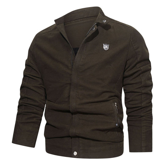 Herren Slim-Fit Canvas-Blouson mit Stehkragen, verdecktem Reißverschluss und Zipper-Taschen Nord Taschen