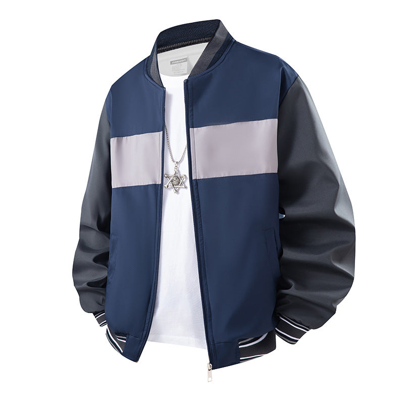 Herren Leichte Bomberjacke im Colourblock-Design mit Rippkragen, gestreiften Bündchen und Reißverschluss Nord Taschen