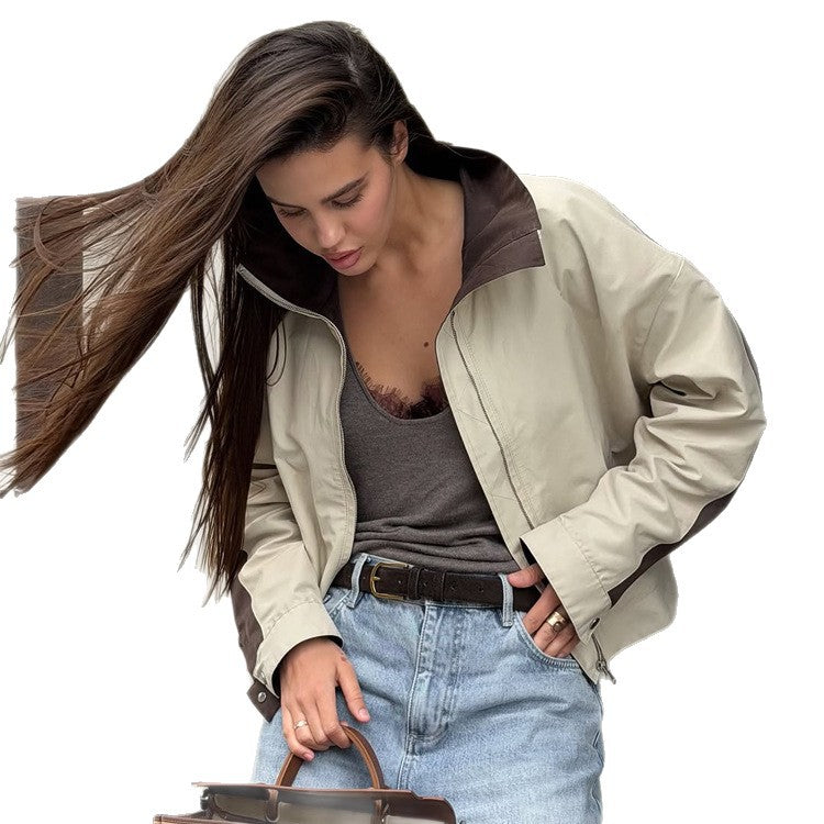 Damen Leichte Bomberjacke im Colorblock‑Stil mit hohem Stehkragen Nord Taschen
