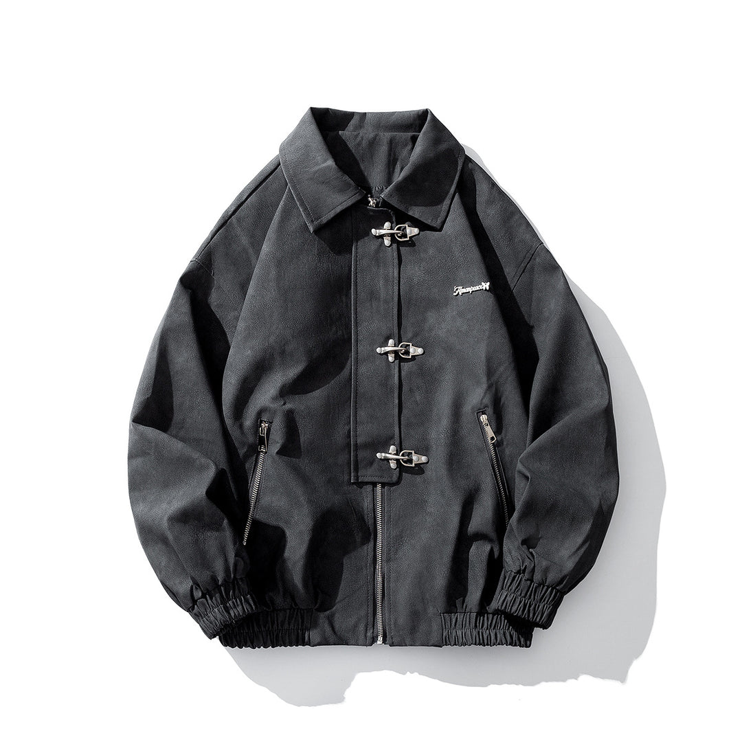 Herren Oversize Veloursjacke mit markanten Metallverschlüssen und Reißverschlusstaschen Nord Taschen