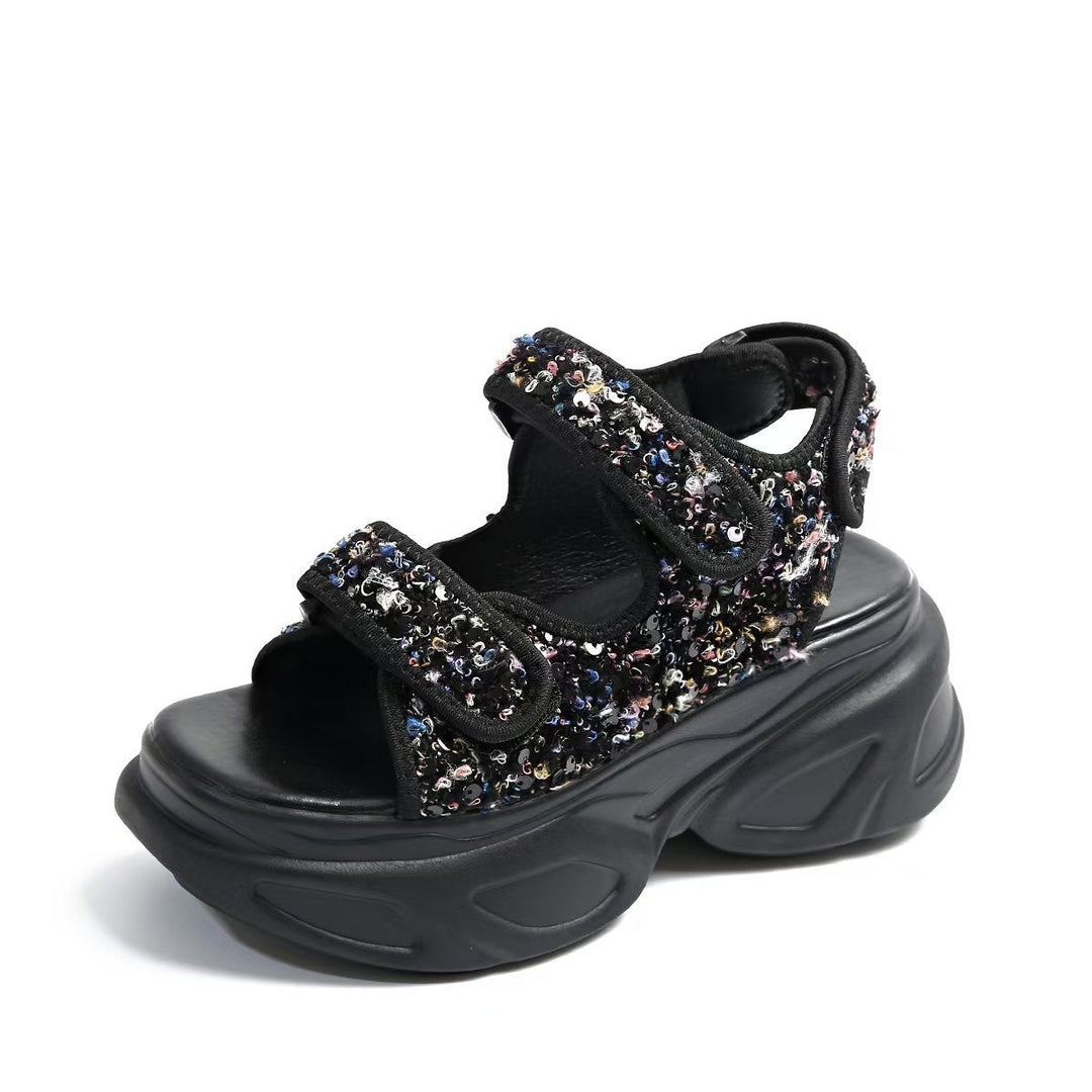 Damen Plateau-Sandalen mit verziertem Riemen und komfortabler Sohle Nord Taschen
