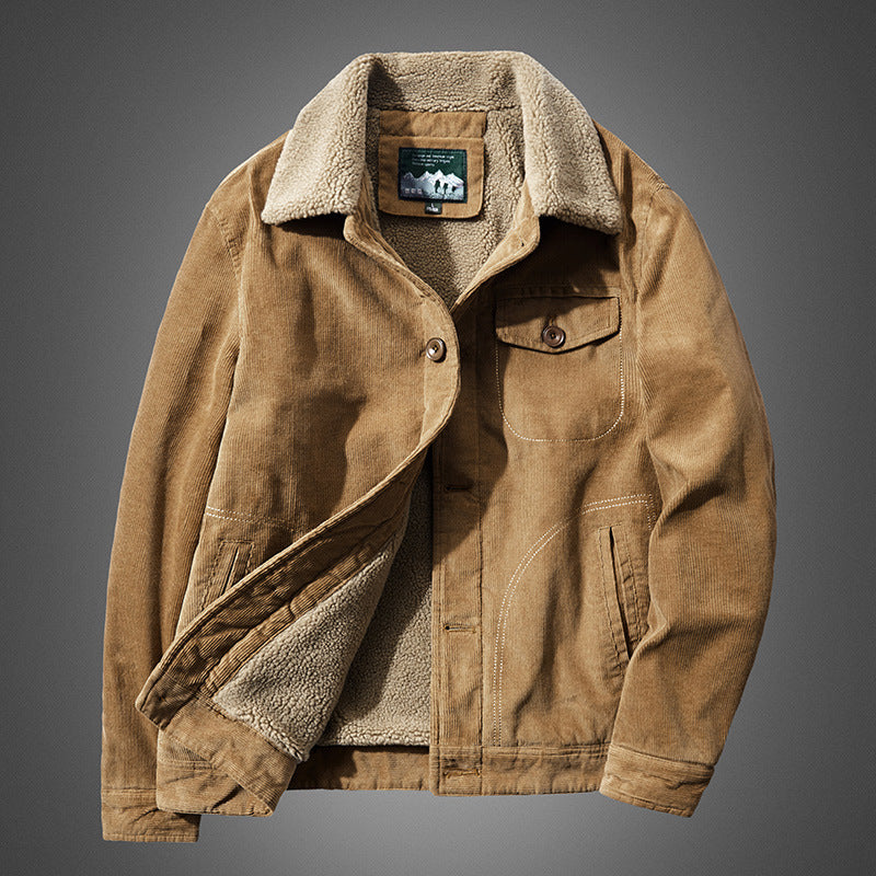 Herren Lässige Cordjacke mit Teddyfutter Nord Taschen