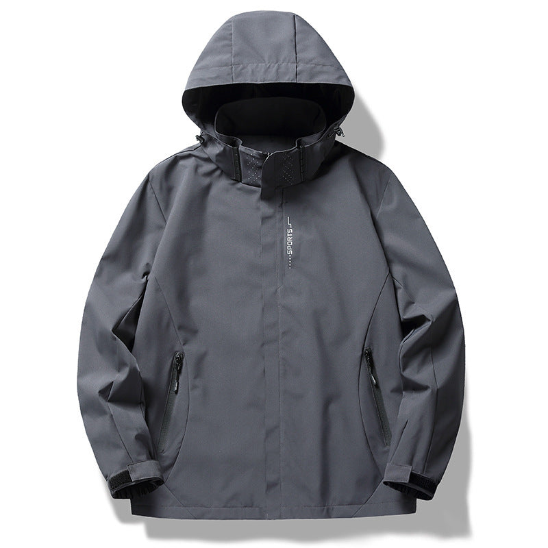Herren technische Softshell Regenjacke mit Kapuze, wind- und wasserabweisender Membran und verdeckten Reißverschlüssen Nord Taschen