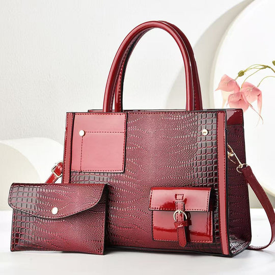 Damen Handtasche mit strukturiertem Schlangenleder-Look und abnehmbarer Mini-Clutch Nord Taschen