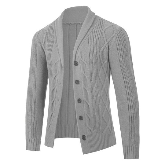 Herren Kabelstrick-Cardigan mit Schalkragen und Knopfleiste Nord Taschen