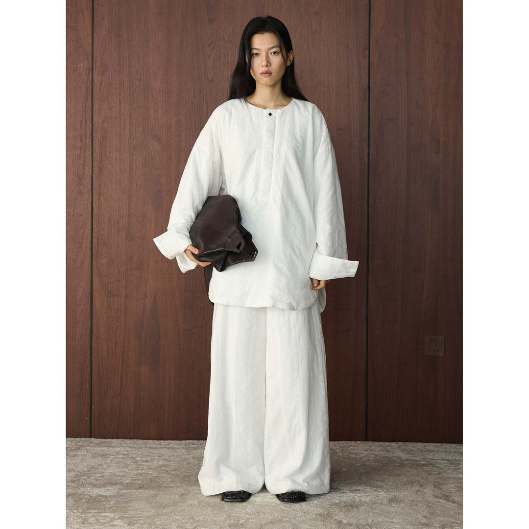 Damen Weites Tunika-Set mit strukturiertem Gewebe, weitem Ärmel und Palazzohose Nord Taschen
