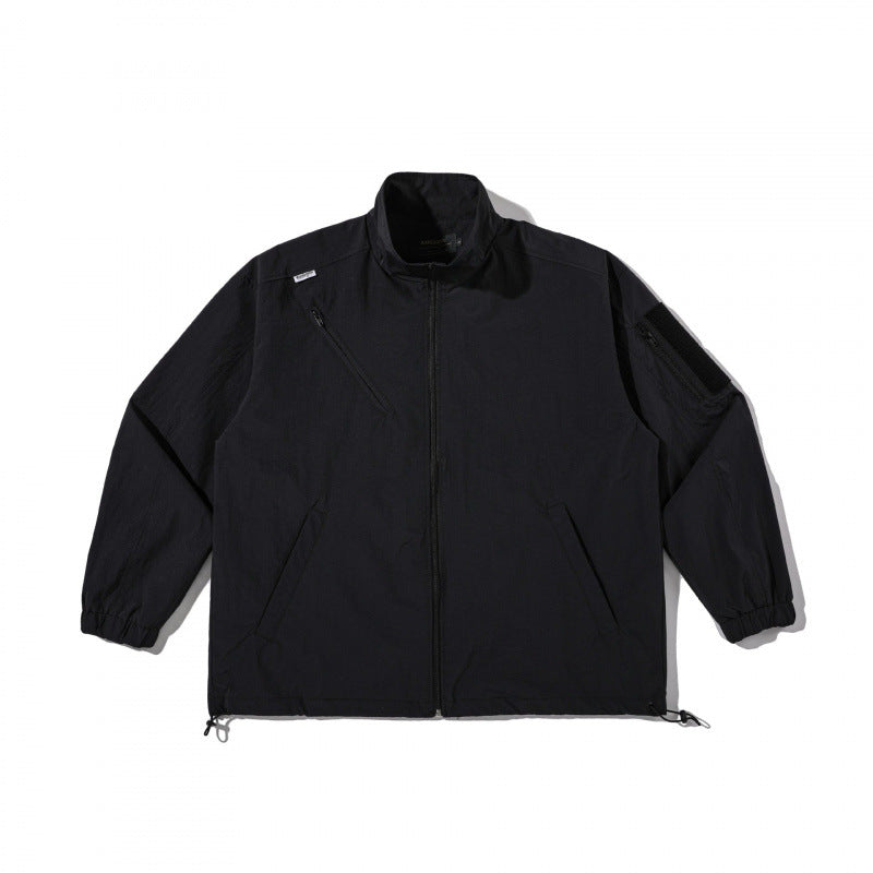 Unisex Leichte Technical-Utility Jacke mit Stehkragen, Reißverschlusstaschen und Kordelzugsaum Nord Taschen