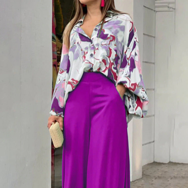 Damen Fließende Highwaist Palazzo‑Hose mit weitem Bein und elegantem Satinfall Nord Taschen