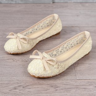 Damen Ballerinas mit filigranem Spitzen-Design und zarter Schleifen-Applikation