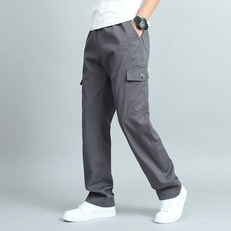 Herren Robuste Canvas-Cargohose mit geradem Bein, Knieabnähern & Klappentaschen Nord Taschen