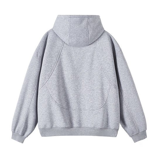 Unisex Oversize-Kapuzen-Sweatjacke mit hohem Stehkragen und durchgehendem Reißverschluss Nord Taschen