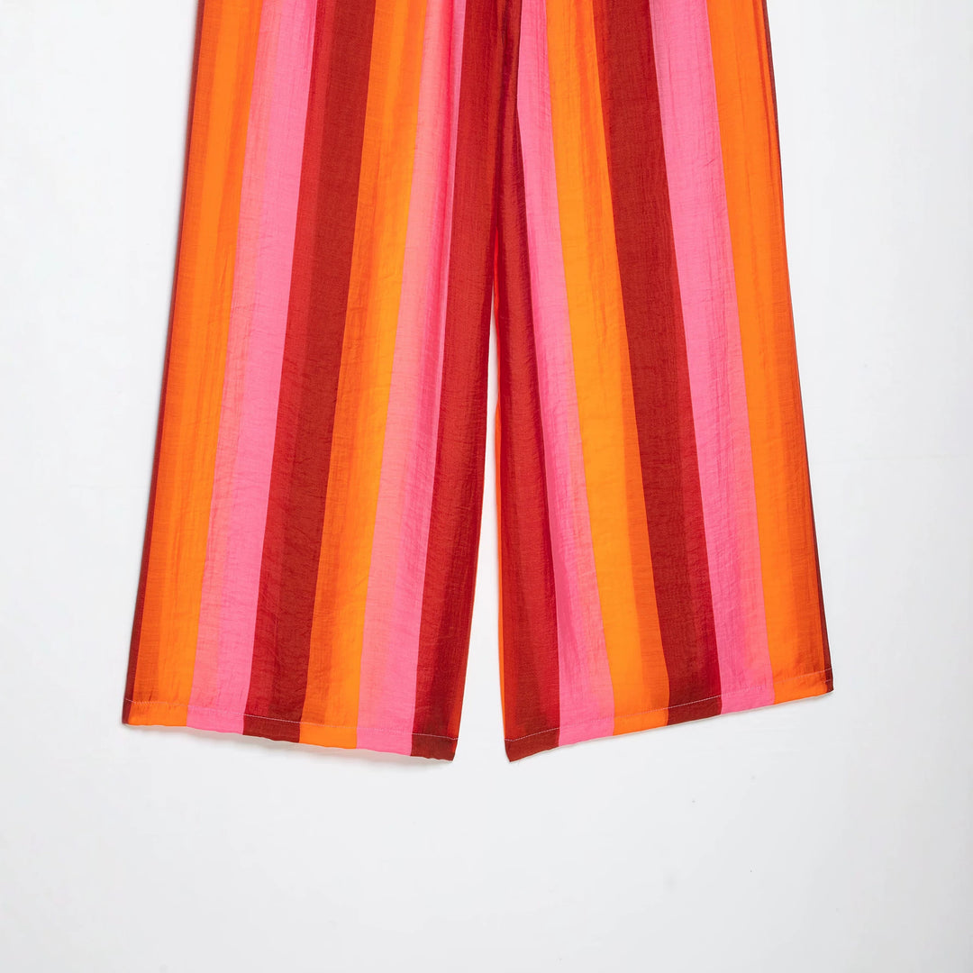 Damen 20+ weite Culotte‑Hose mit Tunnelzugbund und längs gestreifter Leinenoptik Nord Taschen