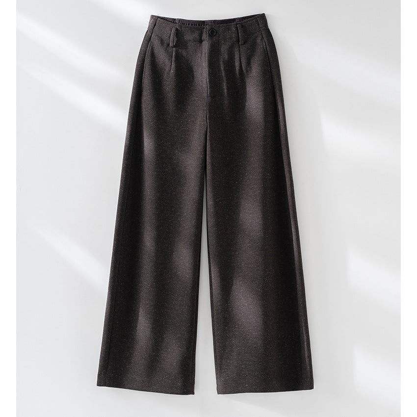 Damen Elegante hochtaillierte Wollblend-Palazzohose mit Bundfalten und geradem Bein Nord Taschen