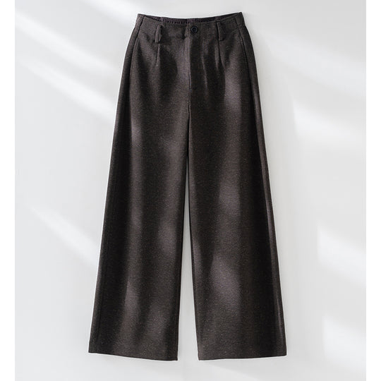 Damen Elegante hochtaillierte Wollblend-Palazzohose mit Bundfalten und geradem Bein Nord Taschen