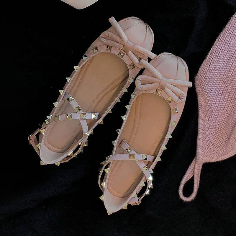 Damen Ballerinas mit stilvollem Nieten-Detail und edlem Schleifenakzent Nord Taschen