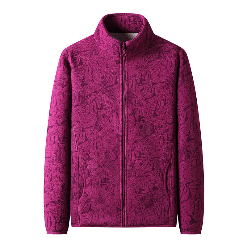 Damen Fleecejacke mit durchgehendem Reißverschluss und floraler Jacquard-Struktur Nord Taschen
