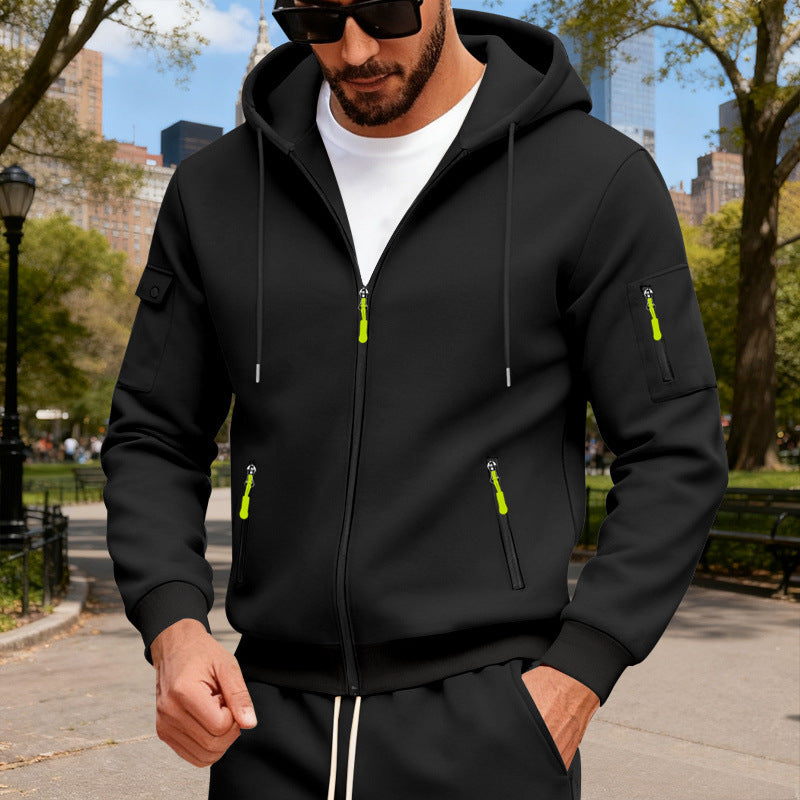 Herren Sportliche Zip-Hoodie mit Innovativen Reißverschlusstaschen