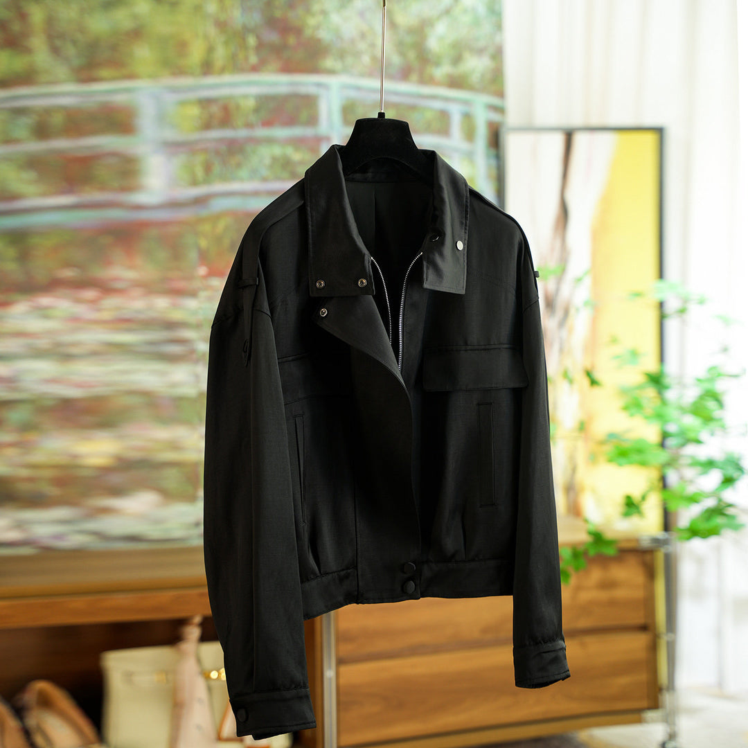 Damen elegante Utility-Jacke mit hohem Kragen Nord Taschen