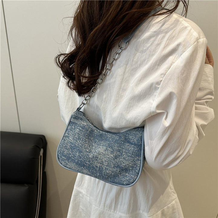 Damen modische Handtasche mit Kettenriemen und Denim-Design Nord Taschen