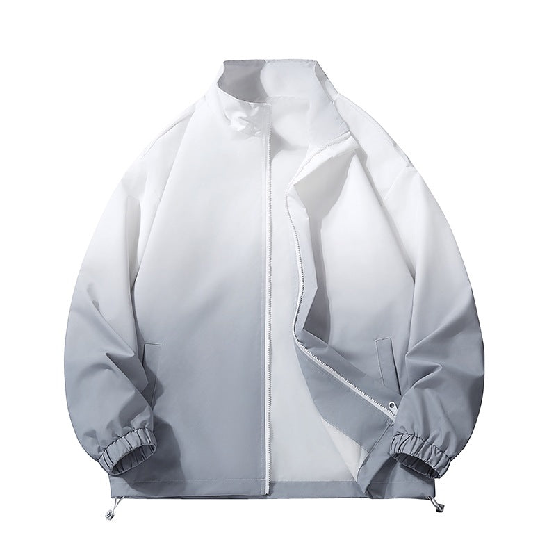 Herren leichte Farbverlauf Windbreakerjacke mit Stehkragen, durchgehendem Reißverschluss & Kordelzugsaum Nord Taschen