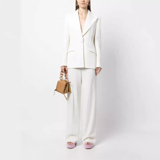 Damen Eleganter Einreihiger Maßgeschneiderter Blazer mit taillierter Schnittführung und weiter Palazzohose Nord Taschen