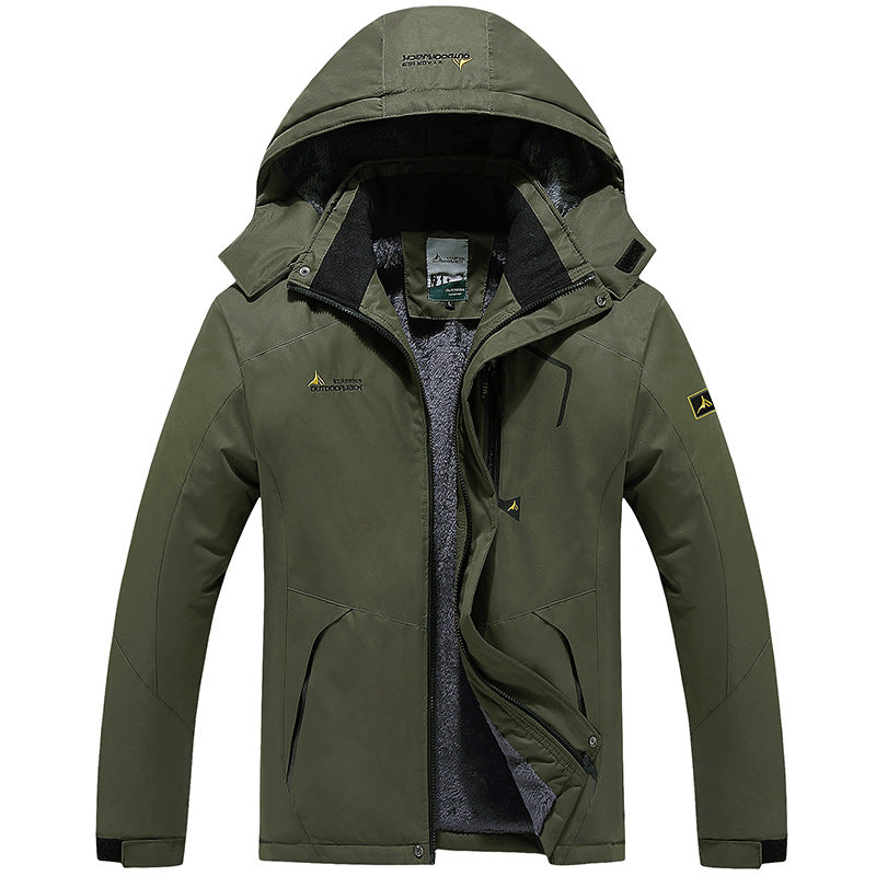 Herren Wasserdichte gefütterte Outdoor-Skijacke mit abnehmbarer Kapuze und Thermofutter Nord Taschen
