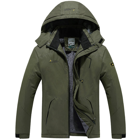 Herren Wasserdichte gefütterte Outdoor-Skijacke mit abnehmbarer Kapuze und Thermofutter Nord Taschen