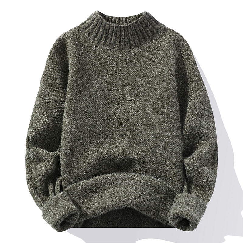 Herren Oversize-Feinstrickpullover mit hohem geripptem Kragen und melierter Struktur Nord Taschen
