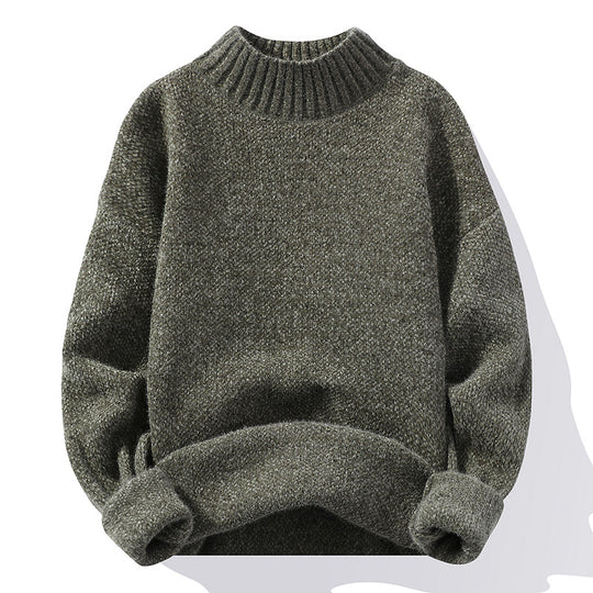 Herren Oversize-Feinstrickpullover mit hohem geripptem Kragen und melierter Struktur Nord Taschen