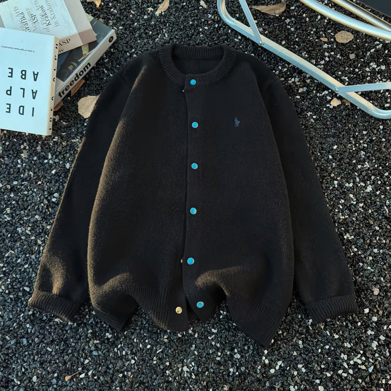 Unisex Oversize-Strickjacke mit Druckknopfleiste, geripptem Saum und Melange-Optik Nord Taschen