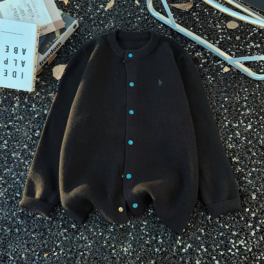 Unisex Oversize-Strickjacke mit Druckknopfleiste, geripptem Saum und Melange-Optik Nord Taschen