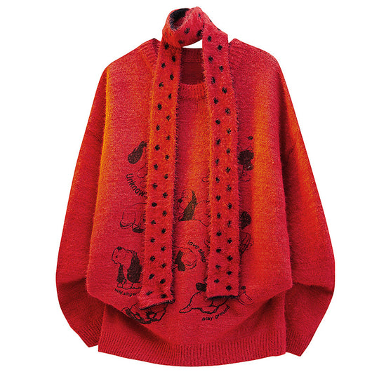 Damen Grobstrickpullover mit Tiermotiv Nord Taschen