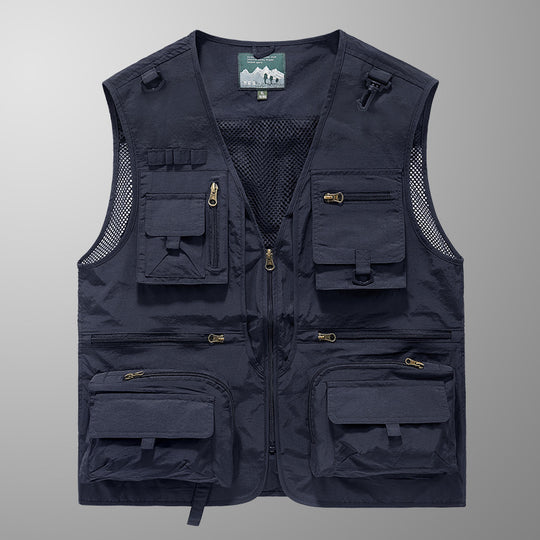 Herren Multifunktionale Angler- und Utility‑Weste mit Mesh‑Einsätzen und Mehrfach‑Taschen Nord Taschen