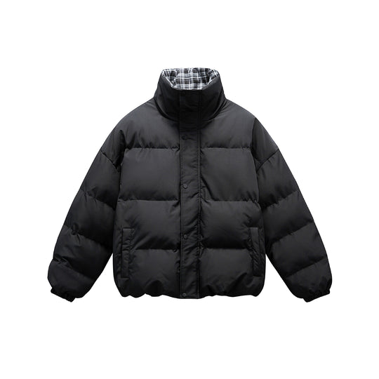Unisex Kurzboxy wattierte Isolationsjacke mit extra hohem Stehkragen und kariertem Innenfutter Nord Taschen