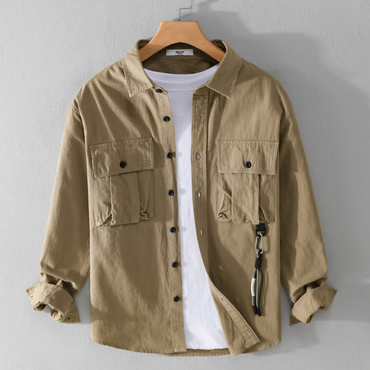 Herren Utility-Overshirt mit Doppel-Brusttaschen und Karabinerdetail Nord Taschen