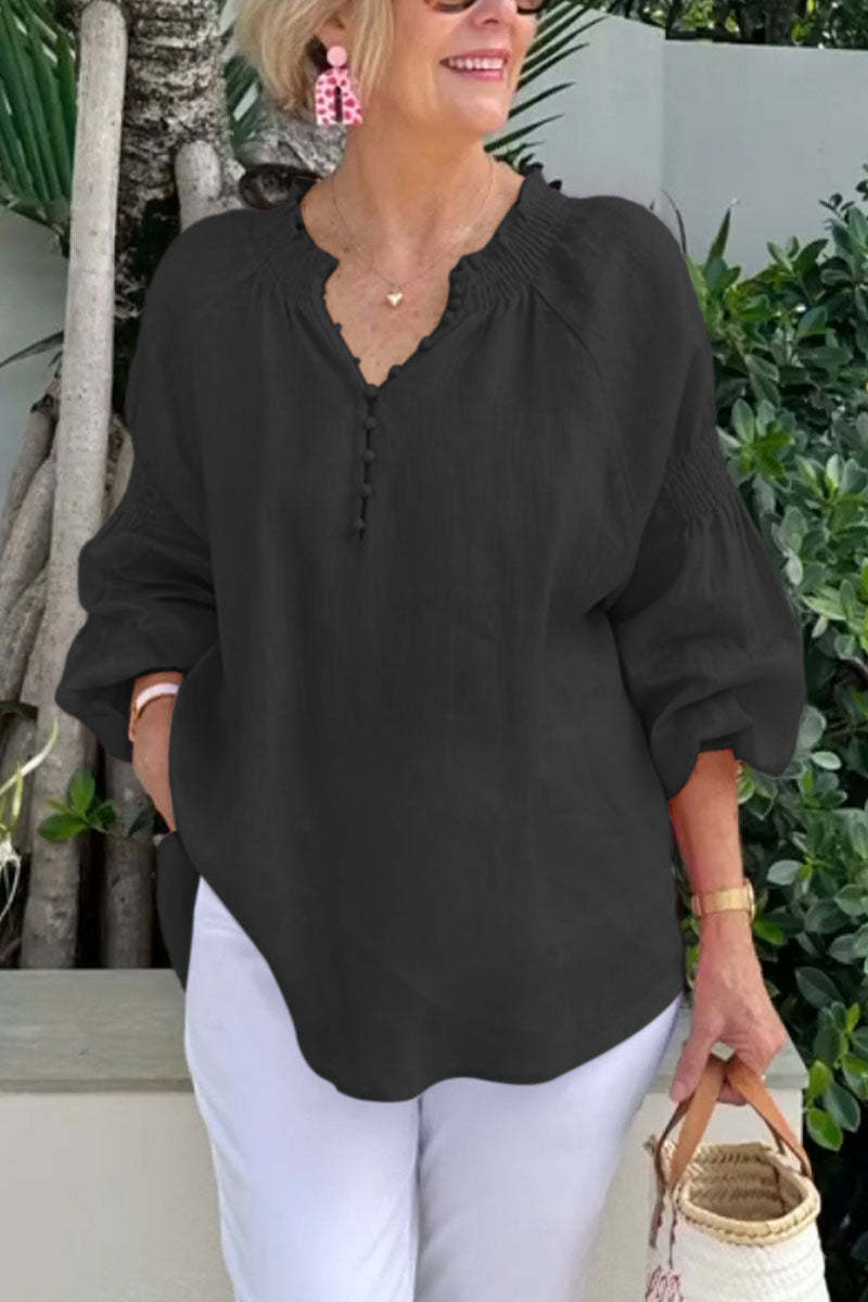 Damen luftige Bluse mit Smock-Ärmeln