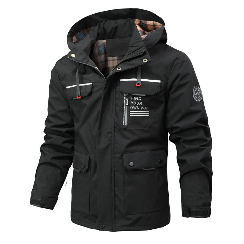 Herren Wasserabweisender Softshell-Parka mit Kapuze, reflektierenden Einsätzen und Multifunktionstaschen Nord Taschen