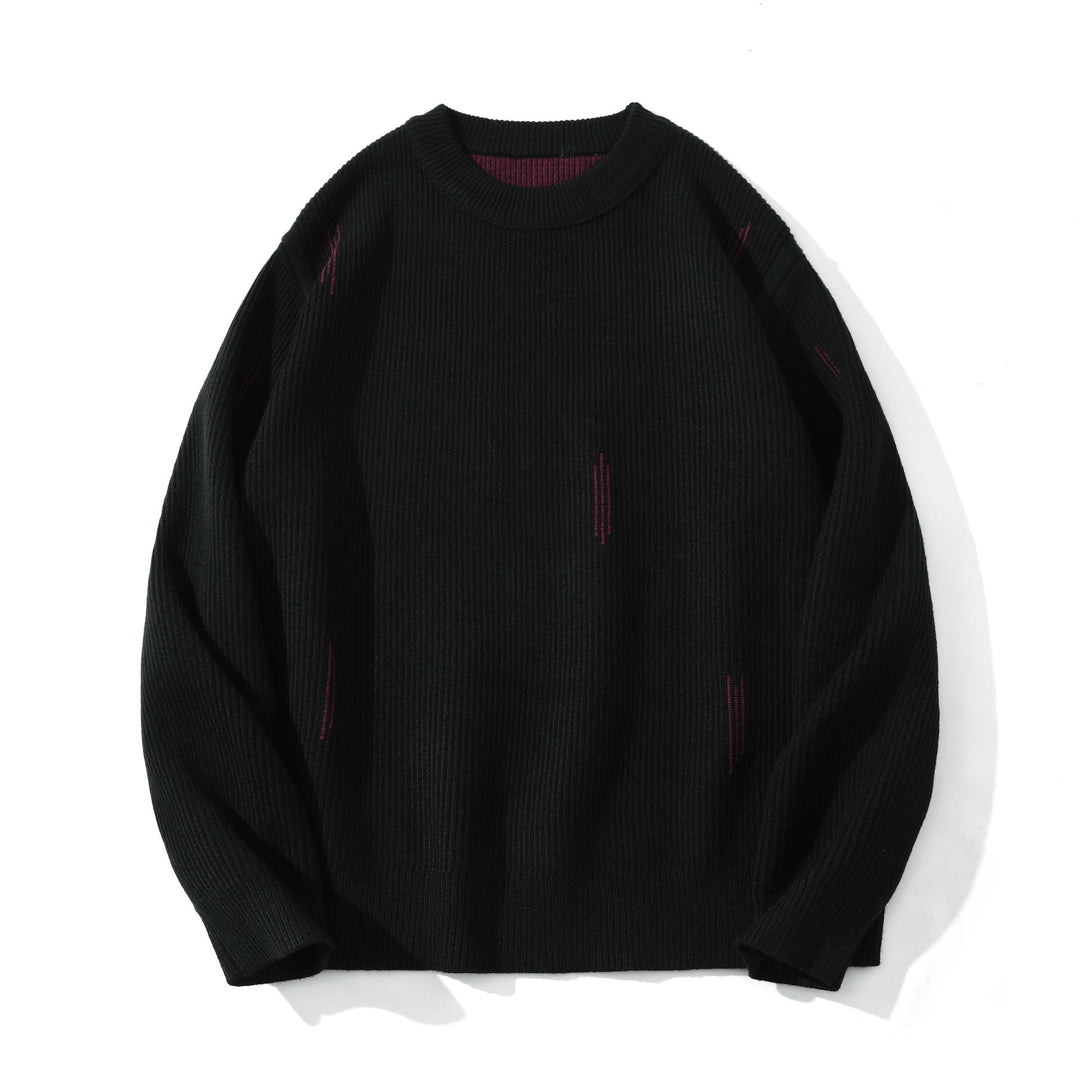 Damen Komfortabler Rippstrick-Pullover in Oversize-Silhouette mit Rundhals und dezentem Destroyed-Look Nord Taschen