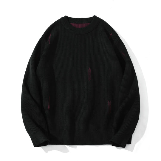 Damen Komfortabler Rippstrick-Pullover in Oversize-Silhouette mit Rundhals und dezentem Destroyed-Look Nord Taschen