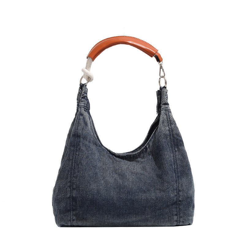 Damen Hobo-Tasche aus hochwertigem Denim mit eleganten Ledergriffen Nord Taschen