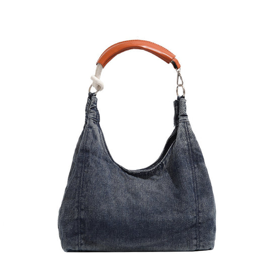 Damen Hobo-Tasche aus hochwertigem Denim mit eleganten Ledergriffen Nord Taschen