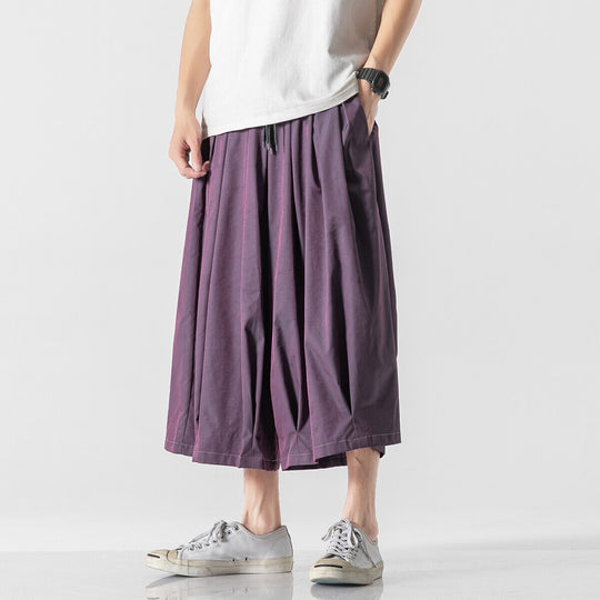 Herren Weit geschnittene Culotte-Loungehose mit tiefem Schritt und elastischem Tunnelzug Nord Taschen